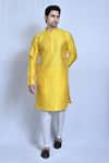 Buy_Aryavir Malhotra_Yellow Art Silk Fleur Damask Woven Kurta With Pant _at_Aza_Fashions