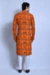 Shop_Aryavir Malhotra_Orange Cotton Jai Shree Ram Ayodhya Print Kurta With Pant _at_Aza_Fashions