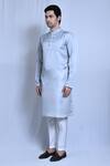 Aryavir Malhotra_Grey Raw Silk Plain Kurta With Pant_at_Aza_Fashions