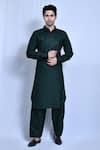 Buy_Aryavir Malhotra_Green Cotton Linen Plain Solid Kurta And Pathani Pant Set _at_Aza_Fashions