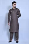 Buy_Arihant Rai Sinha_Grey Cotton, Linen Straight Kurta Set _at_Aza_Fashions
