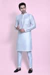 Buy_Aryavir Malhotra_White Art Silk Woven Geometric Kurta Set _at_Aza_Fashions