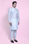 Aryavir Malhotra_White Art Silk Woven Geometric Kurta Set _at_Aza_Fashions