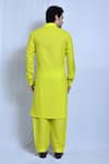 Shop_Aryavir Malhotra_Yellow Cotton Linen Plain Straight Kurta And Pathani Pant Set _at_Aza_Fashions