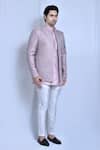 Shop_Aryavir Malhotra_Multi Color Kurta And Pant Art Silk Woven Floral Prince Coat & Shirt Set_Online_at_Aza_Fashions
