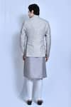 Shop_Aryavir Malhotra_Grey Kurta And Pant Art Silk Woven Diamond Prince Coat & Set _at_Aza_Fashions