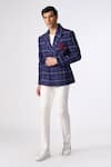 Buy_S&N by Shantnu Nikhil_Blue Cotton Embroidered Logo Placement Blazer Jacket_at_Aza_Fashions