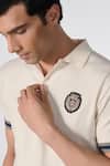 Buy_S&N by Shantnu Nikhil_Off White Circo - Cotton Nylon Embroidered Crest Placed Knitted Polo T-shirt_Online_at_Aza_Fashions