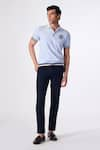 Buy_S&N by Shantnu Nikhil_Blue Circo - Cotton Nylon Embroidered Crest Placed Polo T-shirt _at_Aza_Fashions