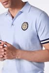 Buy_S&N by Shantnu Nikhil_Blue Circo - Cotton Nylon Embroidered Crest Placed Polo T-shirt _Online_at_Aza_Fashions