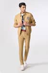 Buy_S&N by Shantnu Nikhil_Beige Terylene Embroidered Crest Placed Jacket_at_Aza_Fashions