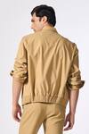Shop_S&N by Shantnu Nikhil_Beige Terylene Embroidered Crest Placed Jacket_at_Aza_Fashions