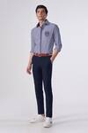 Buy_S&N by Shantnu Nikhil_Blue Terylene Embroidered Striped Patch Logo Shirt _at_Aza_Fashions