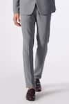 Shop_S&N by Shantnu Nikhil_Grey Cotton Plain Straight Fit Trousers_at_Aza_Fashions