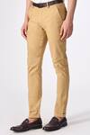Shop_S&N by Shantnu Nikhil_Beige Terylene Plain Straight Fit Trousers_Online_at_Aza_Fashions