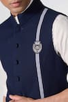 Buy_S&N by Shantnu Nikhil_Blue Poly Blend Plain Placement Stripe Print Waistcoat _Online_at_Aza_Fashions