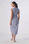 Shop_S&N by Shantnu Nikhil_Blue Poly Blend Print Stripe Round Collar Asymmetric Hem Dress_at_Aza_Fashions