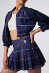 Buy_S&N by Shantnu Nikhil_Blue Cotton Print Plaid Skirt _Online_at_Aza_Fashions