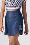 Shop_S&N by Shantnu Nikhil_Blue Demin Lycra Applique Numerical Skirt_Online_at_Aza_Fashions