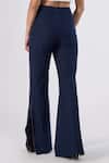 Shop_S&N by Shantnu Nikhil_Blue Poly Blend Plain Bell Bottom Trousers_at_Aza_Fashions