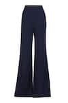 S&N by Shantnu Nikhil_Blue Poly Blend Plain Bell Bottom Trousers_Online_at_Aza_Fashions