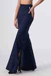 Buy_S&N by Shantnu Nikhil_Blue Poly Blend Plain Bell Bottom Trousers_Online_at_Aza_Fashions
