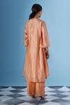 Shop_Chokhi Chorri_Orange Organza, Chanderi, Silk Piping, Embroidery Round Arina Floret Kurta Set _at_Aza_Fashions
