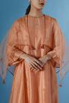 Buy_Chokhi Chorri_Orange Organza, Chanderi, Silk Piping, Embroidery Round Arina Floret Kurta Set _Online_at_Aza_Fashions