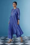 Chokhi Chorri_Blue Kurta Malai Cotton Embroidery Thread Thea Bloom Magic Yoke Anarkali Set _Online_at_Aza_Fashions