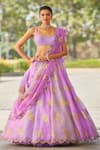 Buy_Vvani by Vani Vats_Multi Color Lehenga And Dupatta Organza Hand Embroidered Blouse Set _at_Aza_Fashions