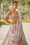 Buy_Vvani by Vani Vats_Pink Lehenga And Dupatta Organza Hand Embroidered Sequin Blouse Set _Online_at_Aza_Fashions