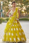 Buy_Vvani by Vani Vats_Green Lehenga And Dupatta Organza Hand Embroidered Scallop Hem Set  _at_Aza_Fashions