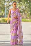 Buy_Vvani by Vani Vats_Multi Color Saree Organza Hand Embroidered Panelled With Blouse  _at_Aza_Fashions