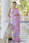 Vvani by Vani Vats_Multi Color Saree Organza Hand Embroidered Panelled With Blouse  _Online_at_Aza_Fashions