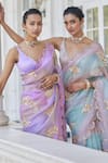 Buy_Vvani by Vani Vats_Multi Color Saree Organza Hand Embroidered Panelled With Blouse  _Online_at_Aza_Fashions