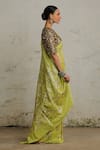 Buy_SAKSHAM & NEHARICKA_Green Cotton Lurex Hand Lebu Sequin Saree With Unstitched Blouse Piece _Online_at_Aza_Fashions