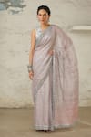 Buy_SAKSHAM & NEHARICKA_Pink Cotton Zari Hand Handwoven Saree With Unstitched Blouse Piece  _at_Aza_Fashions