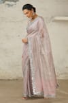 SAKSHAM & NEHARICKA_Pink Cotton Zari Hand Handwoven Saree With Unstitched Blouse Piece  _Online_at_Aza_Fashions