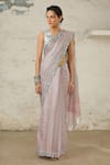 SAKSHAM & NEHARICKA_Pink Cotton Zari Hand Handwoven Saree With Unstitched Blouse Piece  _at_Aza_Fashions