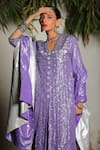 Buy_SAKSHAM & NEHARICKA_Purple Cotton Lurex Hand Embroidered Sequins V Neck Aster Kurta Pant Set 