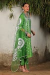 Shop_SAKSHAM & NEHARICKA_Green Chanderi Hand Embroidered Floral V Neck Aamaal Kurta Pant Set _Online