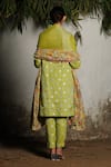 Shop_SAKSHAM & NEHARICKA_Chanderi Hand Embroidered Lime Kurta Set Closed Neck Lebu Pant _at_Aza_Fashions