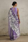 Shop_SAKSHAM & NEHARICKA_Purple Organza Hand Embroidered Aari Closed Cosmos Saree With Blouse _at_Aza_Fashions