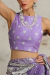 SAKSHAM & NEHARICKA_Purple Organza Hand Embroidered Aari Closed Cosmos Saree With Blouse _at_Aza_Fashions