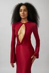 Buy_Deme by Gabriella_Maroon Malai Lycra Plain Round Solid Cutout Gown _Online_at_Aza_Fashions