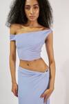 Shop_Deme By Gabriella_Purple Lycra One Shoulder Asymmetric Top And Skirt Set _at_Aza_Fashions