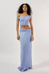 Shop_Deme By Gabriella_Purple Lycra One Shoulder Asymmetric Top And Skirt Set _Online_at_Aza_Fashions