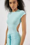 Buy_Deme by Gabriella_Blue Malai Lycra Round Ruffled Ruched Gown _Online_at_Aza_Fashions