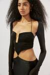 Shop_Deme By Gabriella_Black Lycra Plunge , Open Waist Cut-out Gown With Bolero Jacket _at_Aza_Fashions
