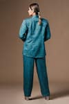KHUSHBOO HARAN BORKAR_Black Cupro Satin Printed Geometric Lapel Collar Blazer And Pant Set _Online_at_Aza_Fashions